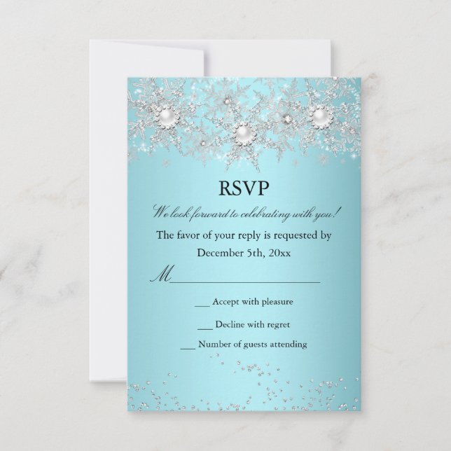RSVP Teal Blue Crystal Pearl Snowflake Winter (Frente)
