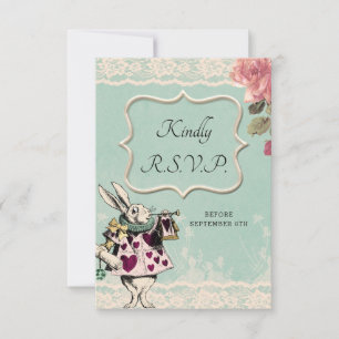 RSVP Teal Lace Alice no País das Maravilhas Cartão RS