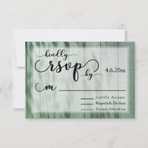 RSVP Temático de Noiva de Madeira Velha Verde Rúst