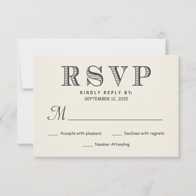 RSVP Typografia Rustica Ivory White Wedply (Frente)