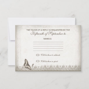 rsvp velho do casamento do vintage