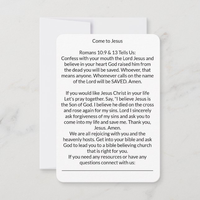 RSVP Venha ao Cartão de Oração de Salvação de Jesus (Frente)