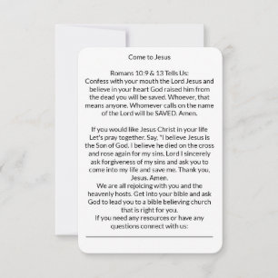 RSVP Venha ao Cartão de Oração de Salvação de Jesus