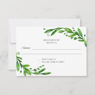 Rsvp verde. Cartão da resposta das hortaliças.