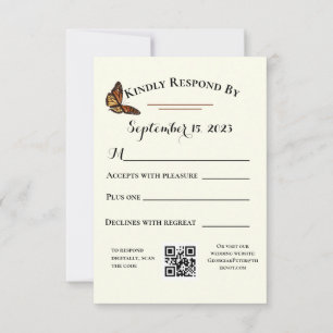 RSVP Verde de Floresta Simples com Borboleta Monar