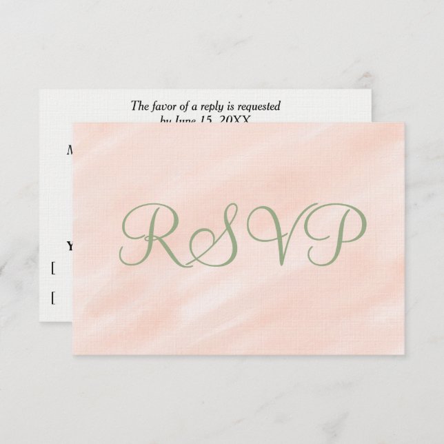 RSVP Verde de Sage de Aquarela Suave (Frente/Verso)