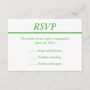 RSVP Verde Médio, Resposta ou Placa de Resposta