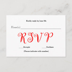 RSVP Vermelho - Cartão de Resposta de Recepção