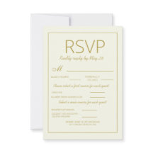 RSVP Vertical RSVP de Casamento Dourado de Creme M