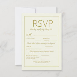 RSVP Vertical RSVP de Casamento Dourado de Creme M