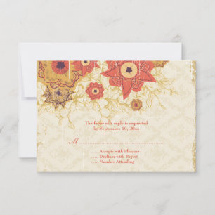 RSVP Vintage red gold poppy flores casamento Cartão RSV