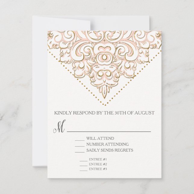 RSVP w Menu Choice Formal Lace Moderno Elegante (Frente)