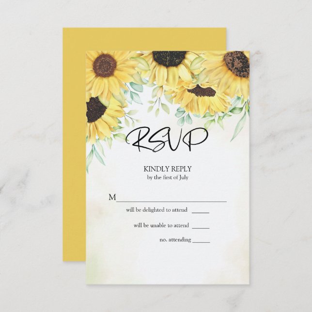 RSVP Watercolor Amarelo Girassóis (Frente/Verso)