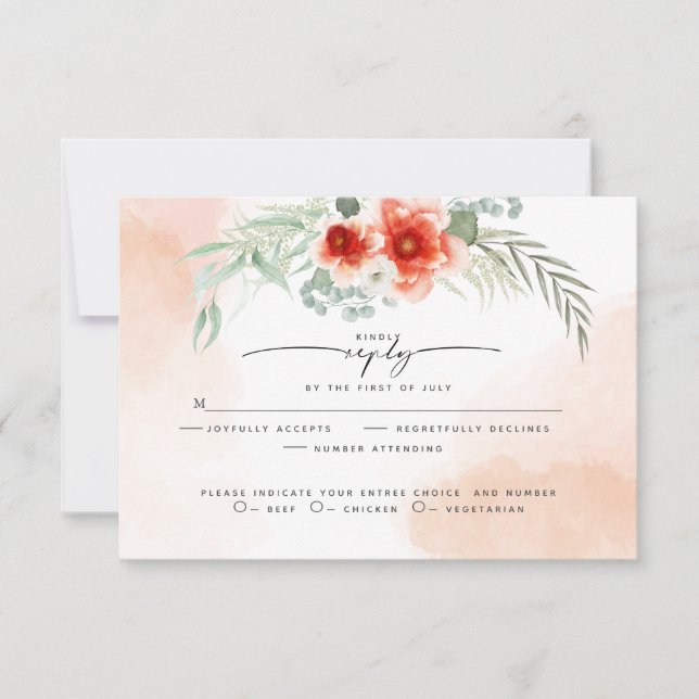 RSVP | Watercolor Coral Splash Floral (Frente)