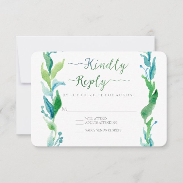 RSVP Watercolor Laurel Eucalyptus Leaf Wreath Art (Frente)