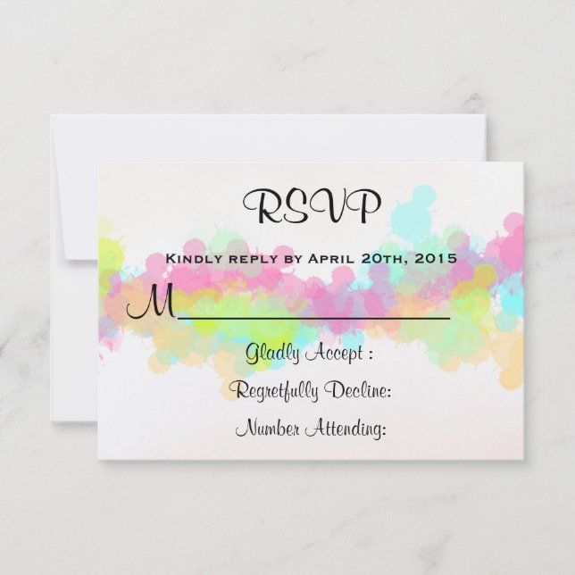 RSVP Watercolor Splatter Colorida Design abstrato (Frente)