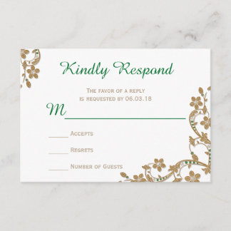 RSVP Wedding esmeralda e Dourado