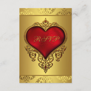 RSVP Wedding vermelho e Dourado elegante