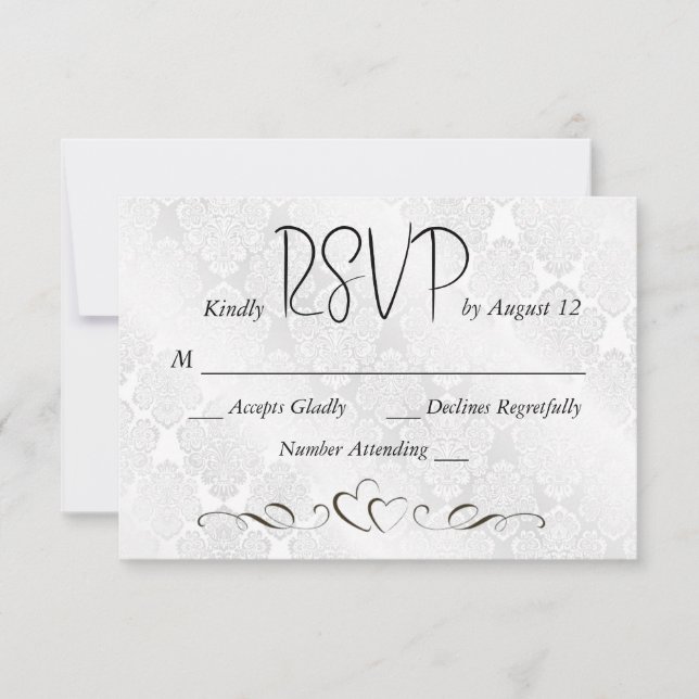 RSVP Wedding White Satin Damask (Frente)
