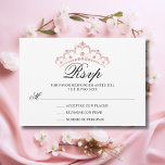 RSVP White Pink Espanhol Quinceañera Quince<br><div class="desc">Gorgeous elegante Quinceañera (Mis Quince Años) rsvp - respondedor. Preto e branco. Vestido de vestido brilhante a rosa. Modelo editável - fácil de adicionar seu texto - texto em espanhol. Perfeito para a festa de aniversário de 15.</div>