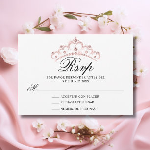 RSVP White Pink Espanhol Quinceañera Quince