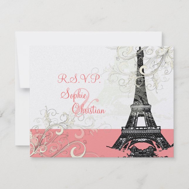 RSVPs de torre Eiffel exigem convites 5x7 (Frente)