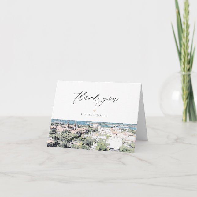 RUA AUGUSTINE Fl Watercolor Cartões de agradecimen (Frente)