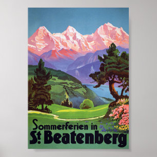Rua. Beatenberg, Poster Viagens vintage Suiça