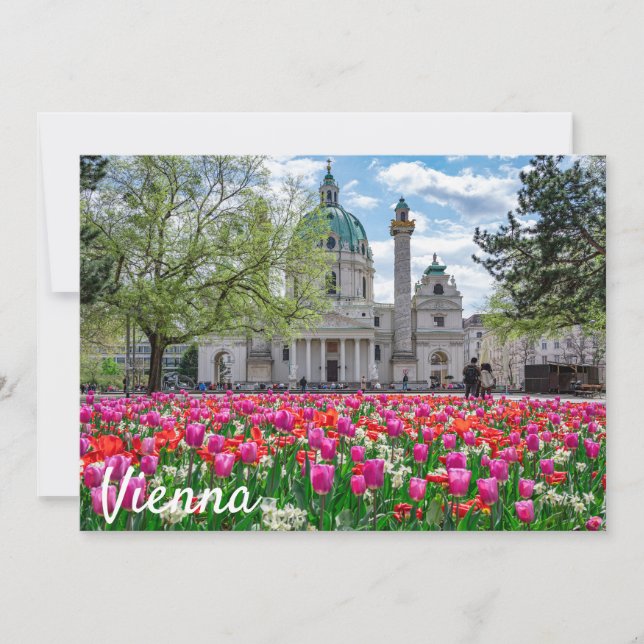 Rua. Charles Church em primavera em Viena, Áustria (Frente)