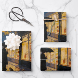 Rua Chuvosa de Londres com Gato e Cabine Telefônic