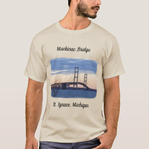 Rua da ponte Mackinac. Camisa Ignace com letra pre