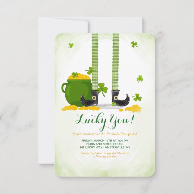 Rua das Pernas Leprechaun. Convite para o Dia de P (Frente)