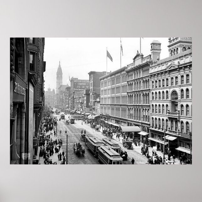 rua de mercado de 1904, Philadelphia Pa. Pôster (Frente)