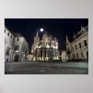 Rua de Praga.Catedral de Vitus Poster de Noite Ori