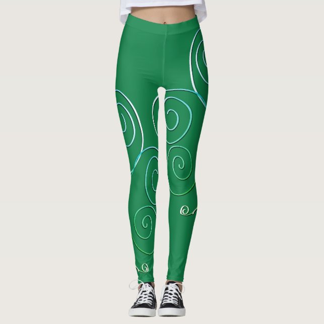 Rua de Shamrock Curly. Leggings Verdes do Patrick (Frente)