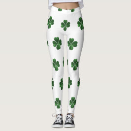 Rua de Shamrocks Verdes. Leggings do Dia de Patric