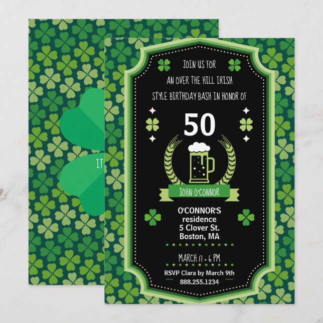 Rua, Dia de Patrick sobre o Convite de festas Hill (Frente/Verso)