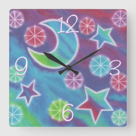 Rua do relógio 'Números' da Noite Brilhante