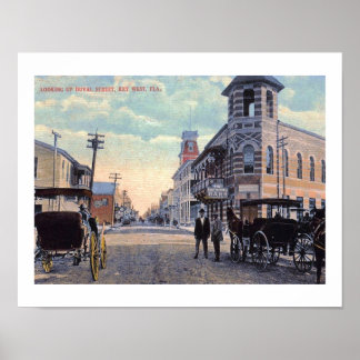 Rua Duval, Key West, Poster vintage Flórida 1900