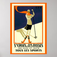 Rua Elegante Vintage (Ste). Cópia Poster de Esqui