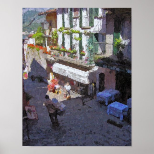 Rua em Bellagio, Lago de Como Poster (Frente)