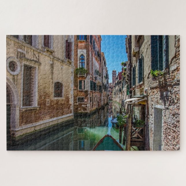 Rua estreita com canal em Veneza, Quebra-cabeça (Horizontal)
