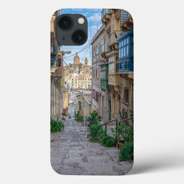 Rua estreita de pedra em Malta (Verso)