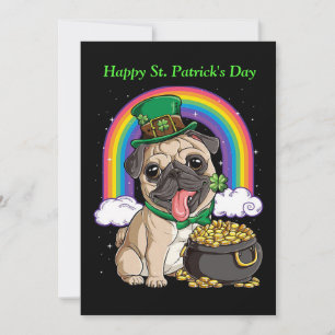 Rua feliz, convite para o cão Pug do Dia de Patric