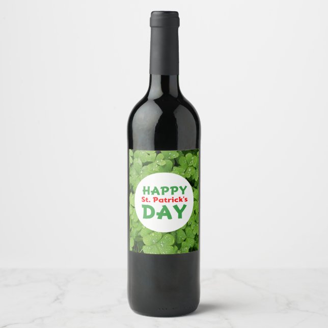 Rua feliz, etiqueta de vinho do dia de Patrick (Frente)