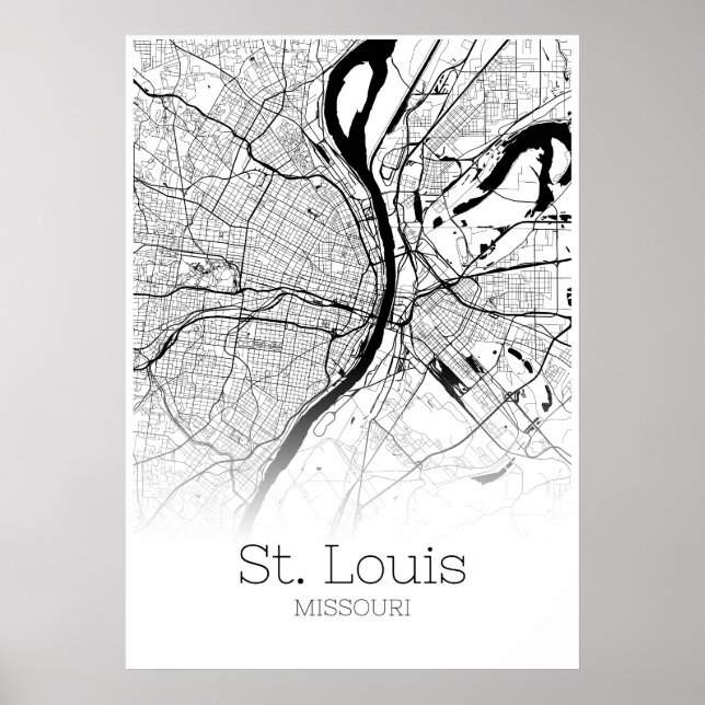 Rua. Louis Map - Missouri - City Map Poster (Frente)