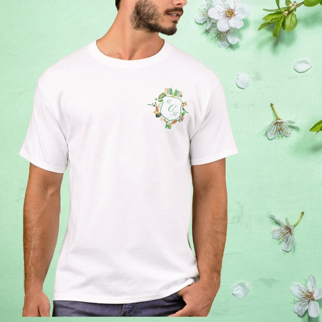 Rua Monograma Crest, dia de Patrick, Camiseta Sort (Monogram Crest St. Patrick's day Lucky T-Shirt)