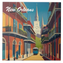 Rua New Orleans & Catedral de St Louis Colorida
