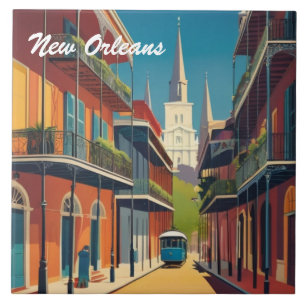 Rua New Orleans & Catedral de St Louis Colorida