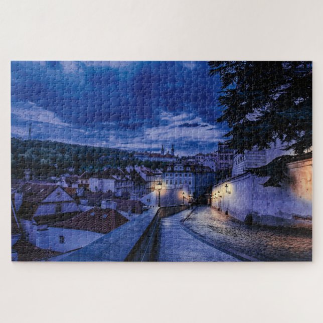 Rua noturna em Praga Jigsee Quebra-cabeça (Horizontal)
